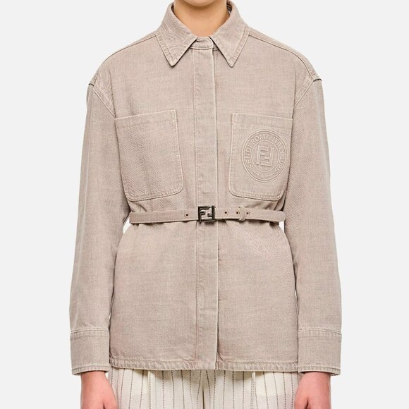 Dresses & Skirts - Fendi Women’s Cotton Denim Jacket with Monogram & Belt Detail